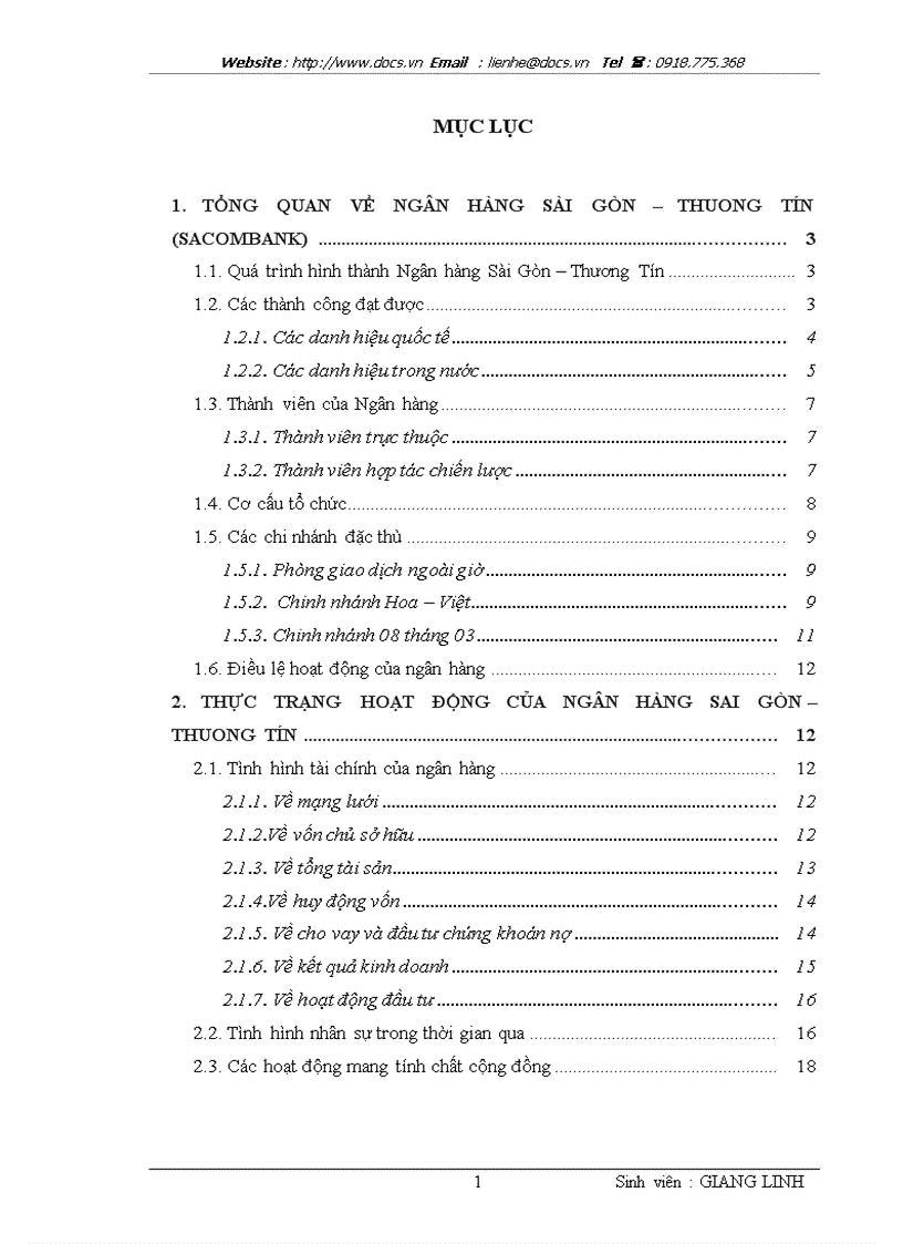 Báo cáo Tại ngânhàng NHTMCP Sài Gòn Thương Tín SacomBank lt NHa gt