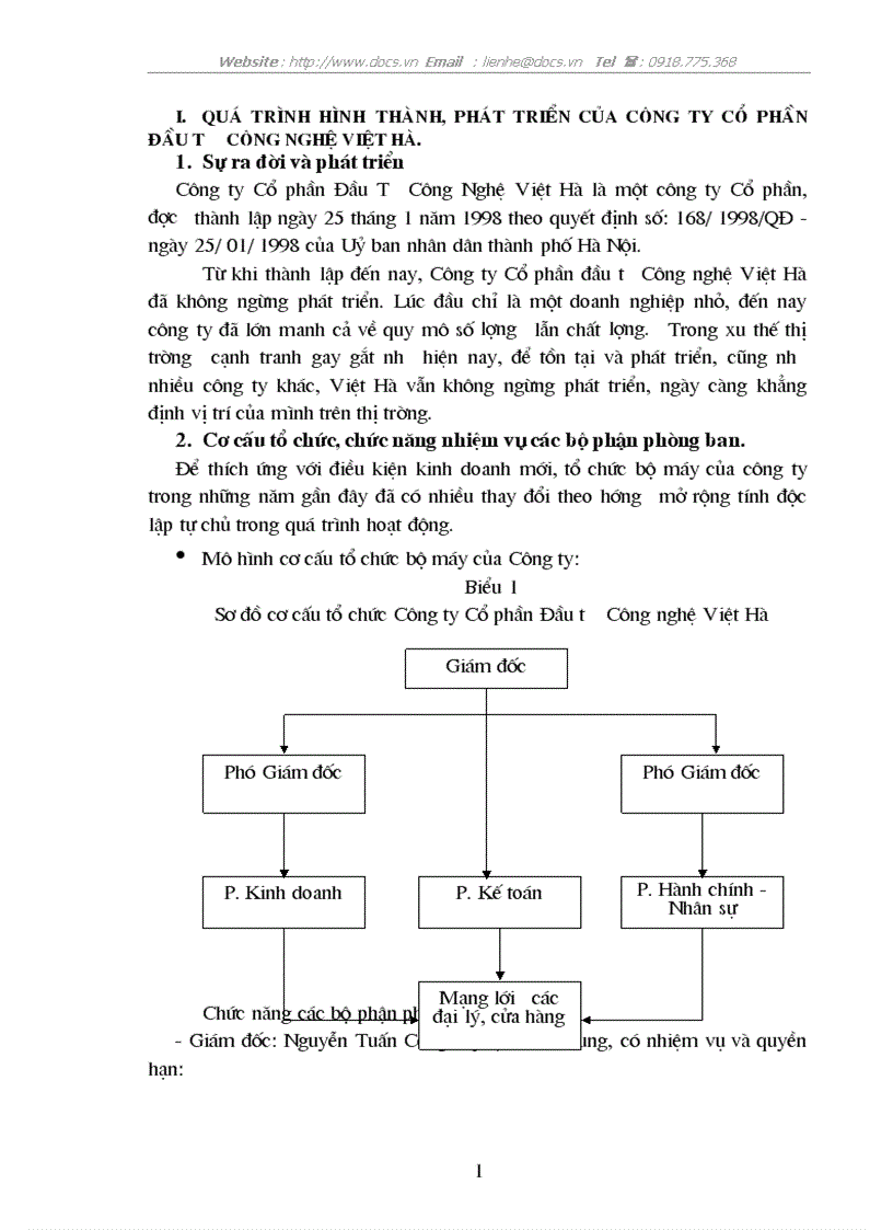Tổng quan về công TY CỔ PHẦN ĐẦU TƯ CÔNG NGHỆ VIỆT HÀ định hướng PHÁT TRIỂN