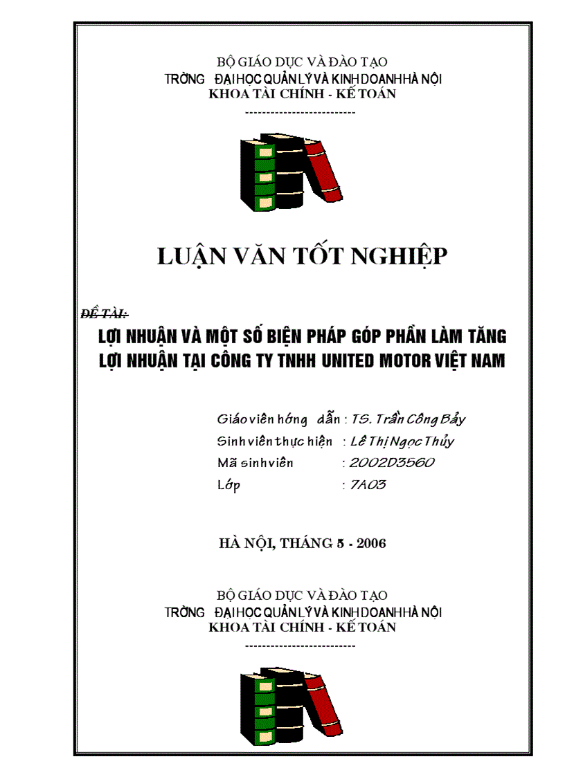 Lợi nhuận và một số biện pháp góp phần làm tăng lợi nhuận tại công ty tnhh united motor việt nam