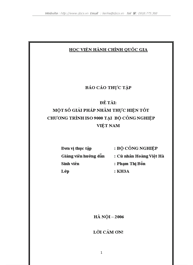 Một số giải pháp nhằm thực hiện tốt chương trình iso 9000 tại bộ công nghiệp việt nam