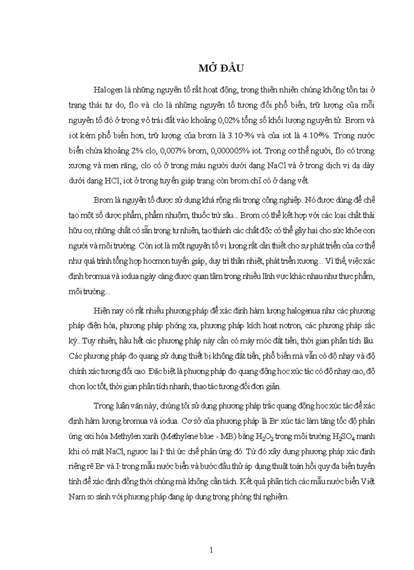 Nghiên cứu các điều kiện xác định lượng vết một số halogenua bằng phương pháp đo quang