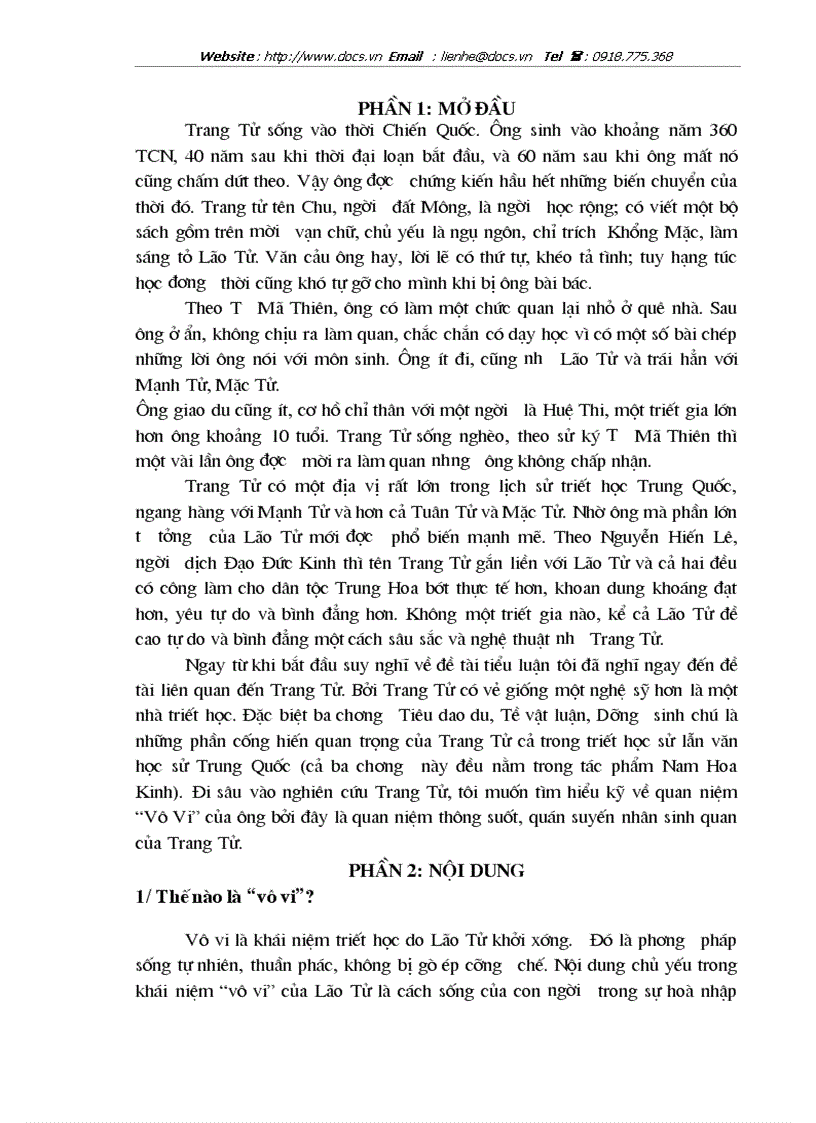 Quan niệm thông suốt quán suyến nhân sinh quan của Trang Tử