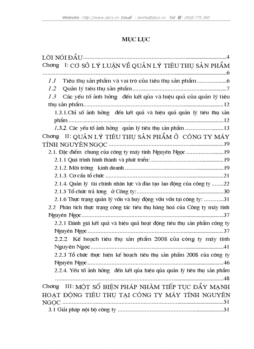 Quản lý tiêu thụ sản phẩm ở công ty máy tính Nguyên Ngọc
