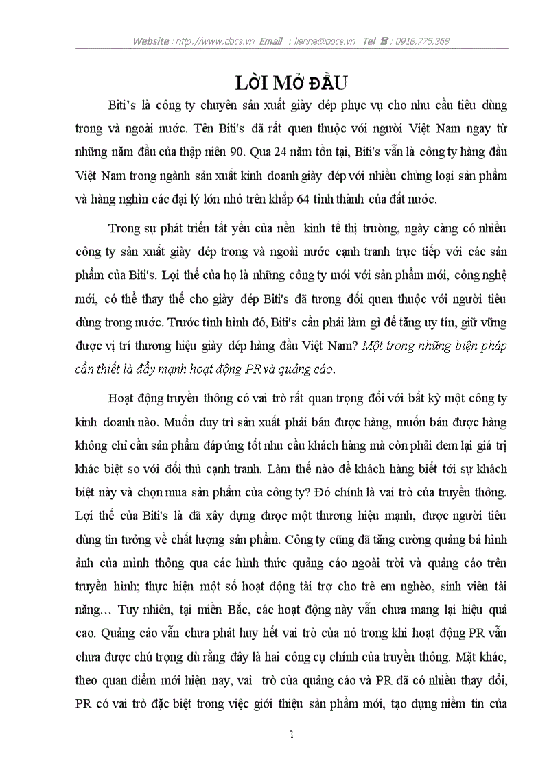 Các biện pháp nhằm đẩy mạnh hoạt động PR và quảng cáo của trung tâm thương mại Biti s miền Bắc