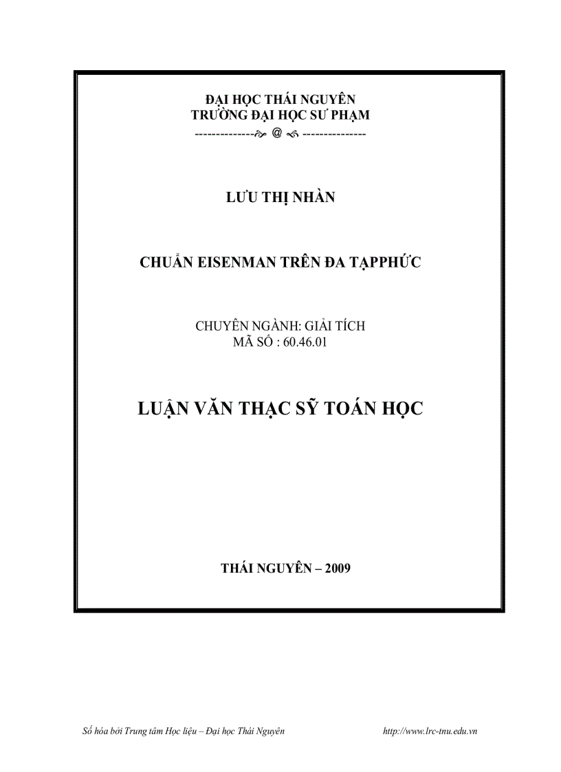 Chuẩn Eisenman trên đa tạp phức