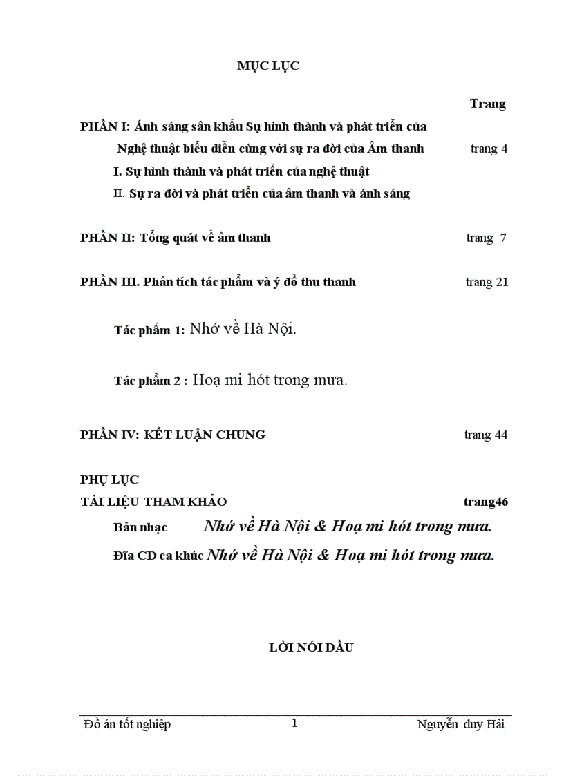 Phân tích tác phẩm và ý đồ thu thanh