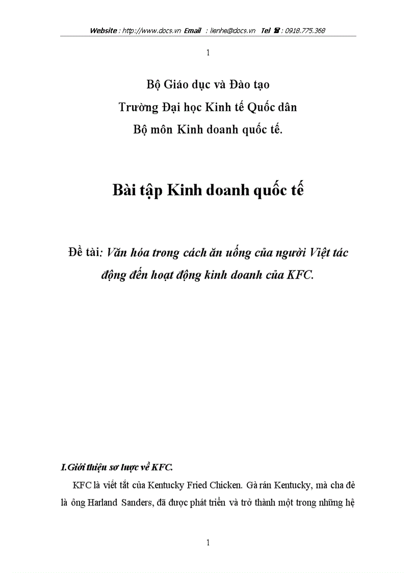 Văn hóa trong cách ăn uống của người Việt tác động đến hoạt động kinh doanh của KFC