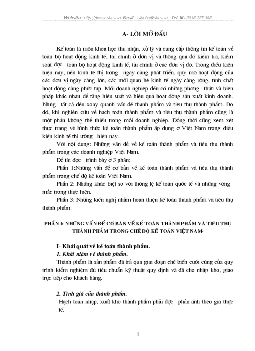 Những vấn đề về kế toán thành phẩm và tiêu thụ thành phẩm trong các doanh nghiệp Việt Nam