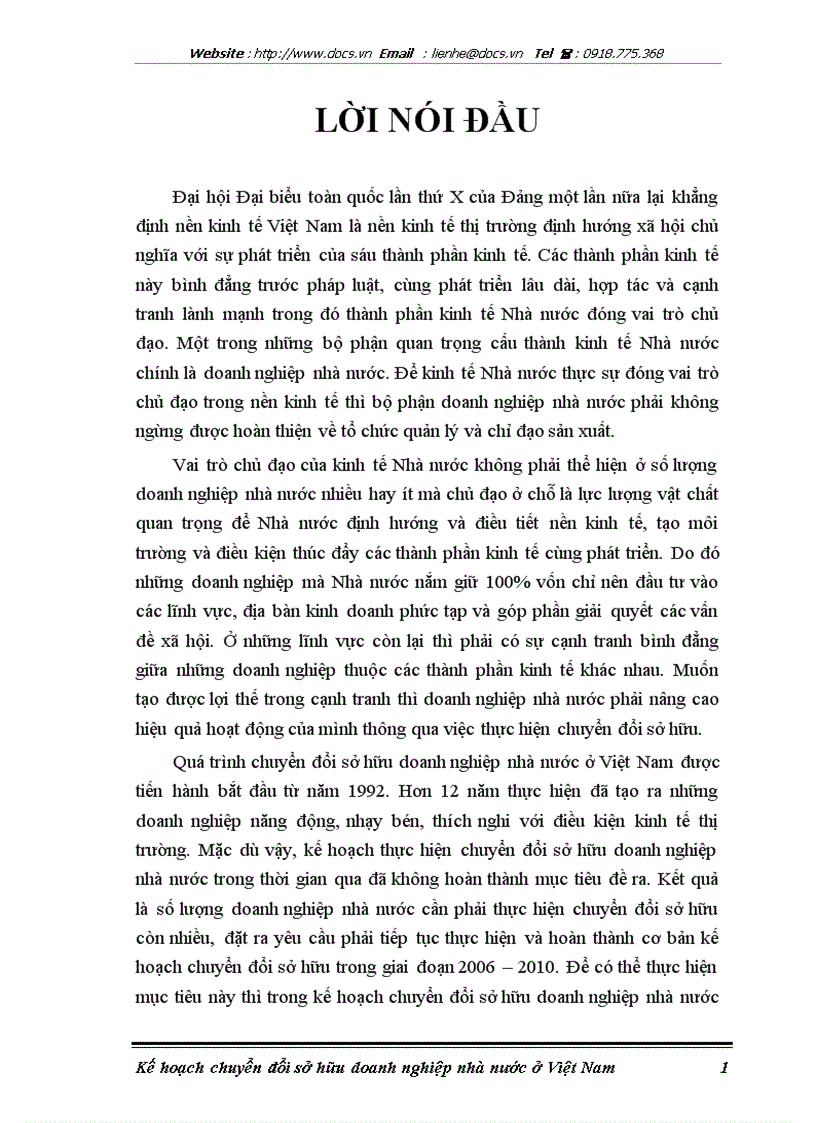 Giải pháp thực hiện kế hoạch chuyển đổi sở hữu doanh nghiệp nhà nước ở Việt Nam giai đoạn 2006 2010