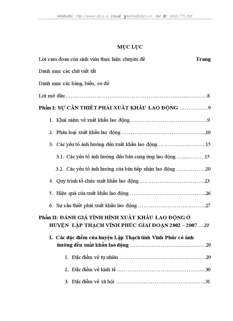 Đánh giá tình hình xuất khẩu lao động của huyện Lập Thạch tỉnh Vĩnh Phúc giai đoạn 2002 2007