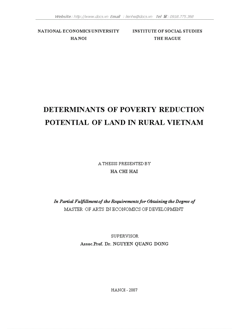 Determinants of poverty reduction potential of land in rural vietnam