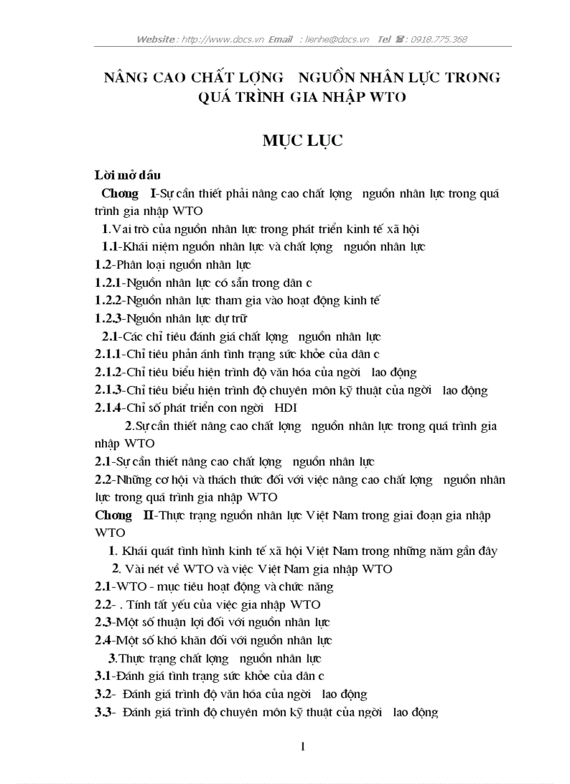 Nâng cao chất lượng nguồn nhân lực trong quá trình gia nhập wto