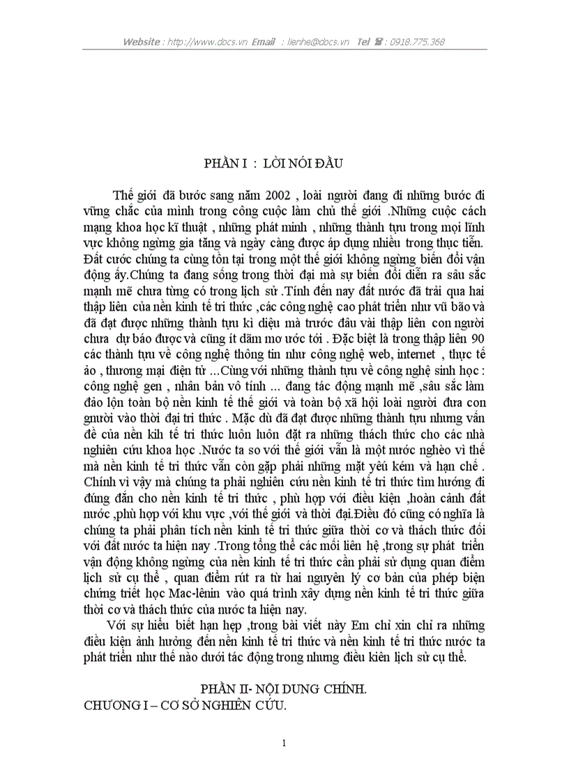 Những điều kiện ảnh hưởng đến nền kinh tế tri thức
