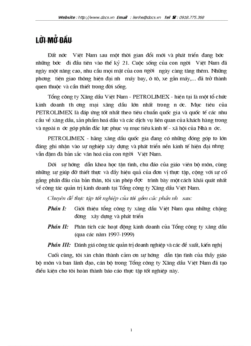 Phân tích các hoạt động kinh doanh của Tổng công ty xăng dầu qua các năm 1997 1999