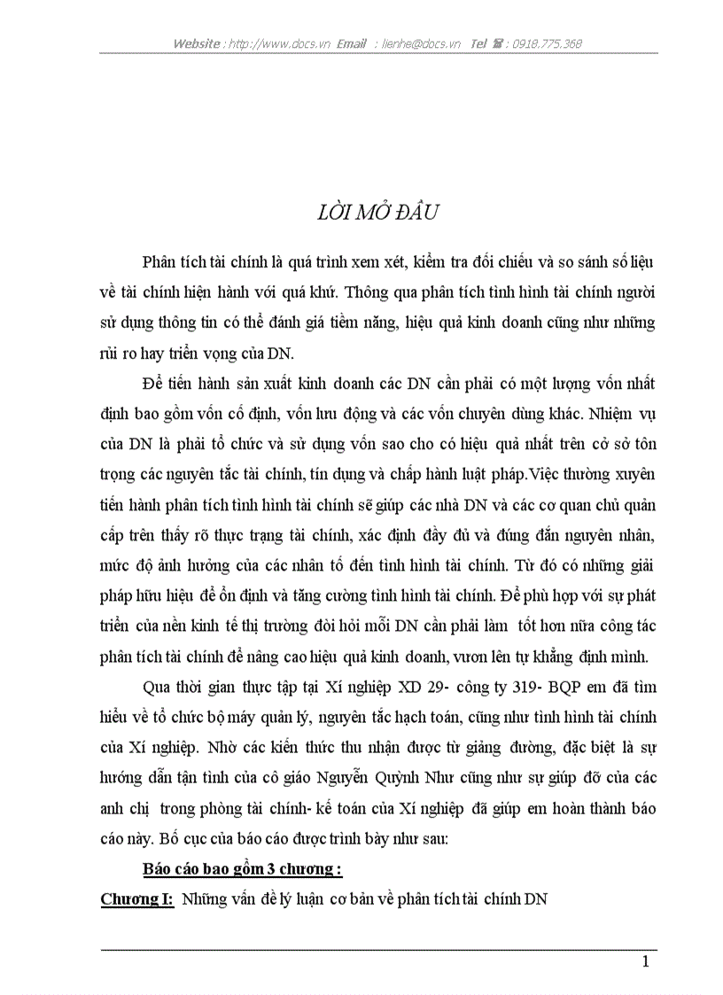 Tình hình tài chính tại xí nghiệp xd công ty 319