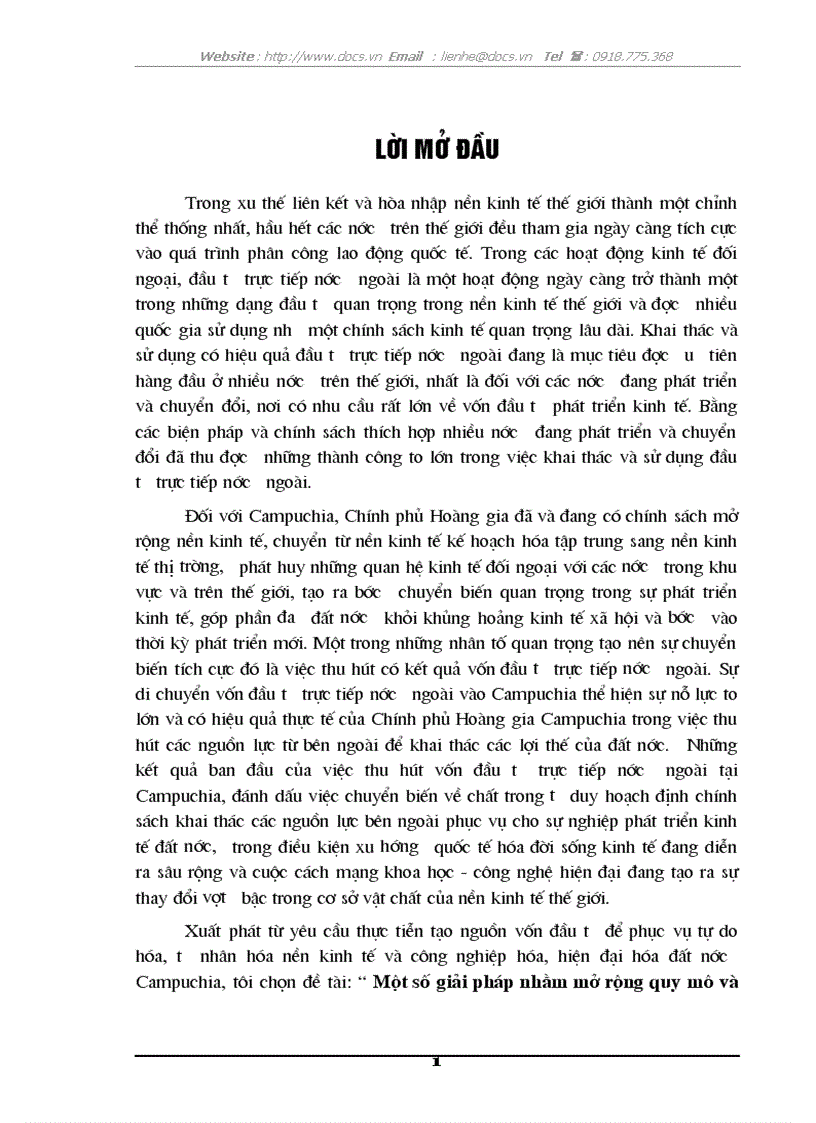 1giải pháp nhằm mở rộng quy mô nâng cao hiệu quả thu hút vốn đầu tư thành phố nước ngoài vào Campuchia