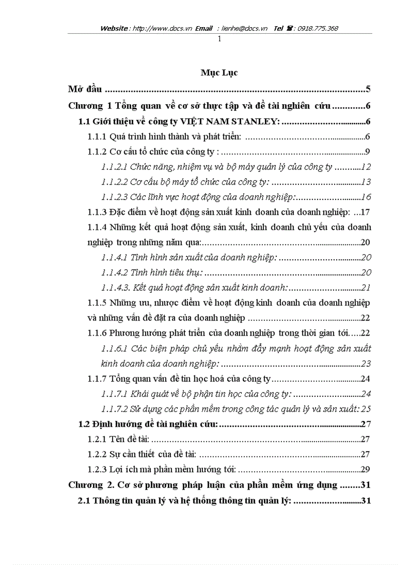 Phần mềm quản lý bán hàng cho Công ty Việt Nam StanLey