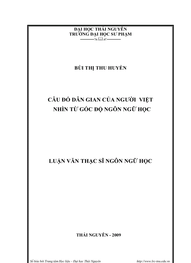 Câu đố dân gian của người Việt nhìn từ góc độ ngôn ngữ học