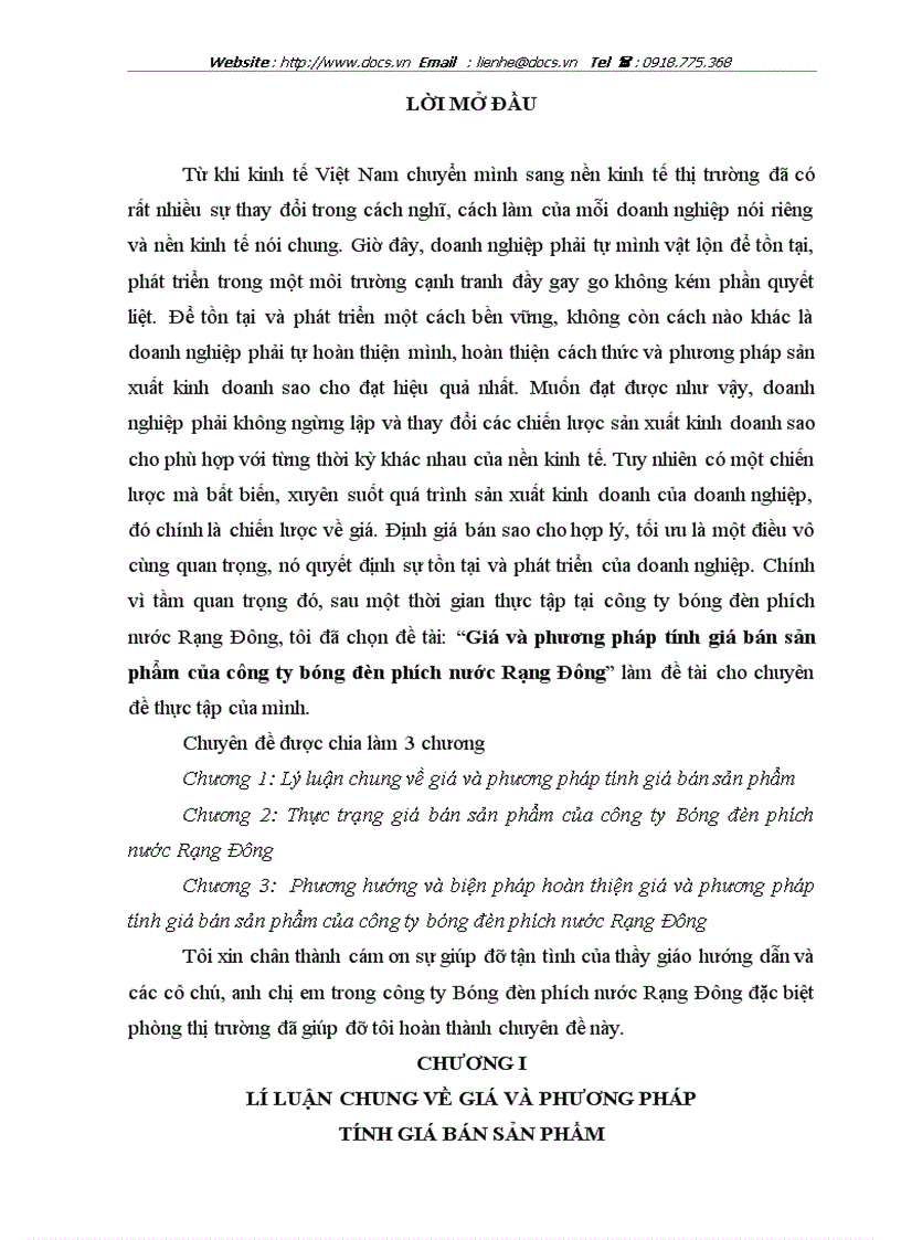 Phương hướng và biện pháp hoàn thiện giá và phương pháp tính giá bán sản phẩm của công ty bóng đèn phích nước rạng đông