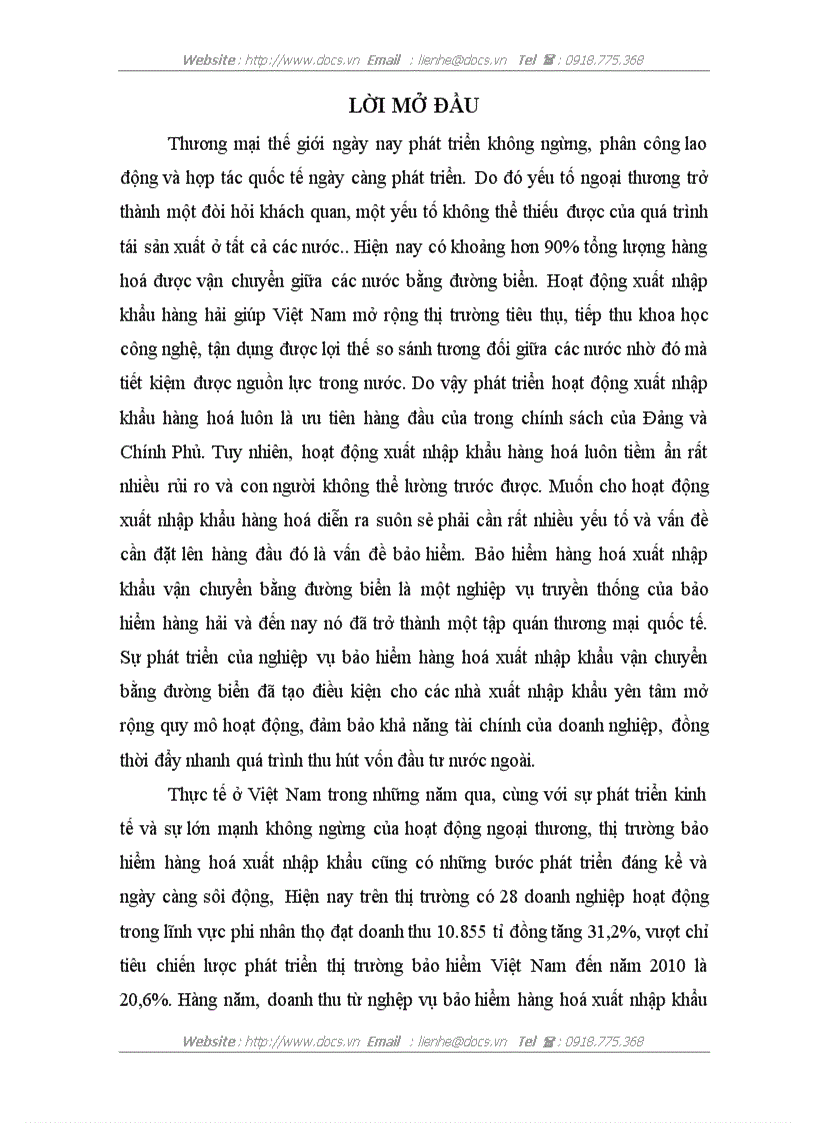Thực trạng kinh doanh nghiệp vụ bảo hiểm hàng hoá xuất nhập khẩu vận chuyển bằng đường biển ở công ty bảo hiểm ngân hàng đầu tư và phát triểnViệt Nam
