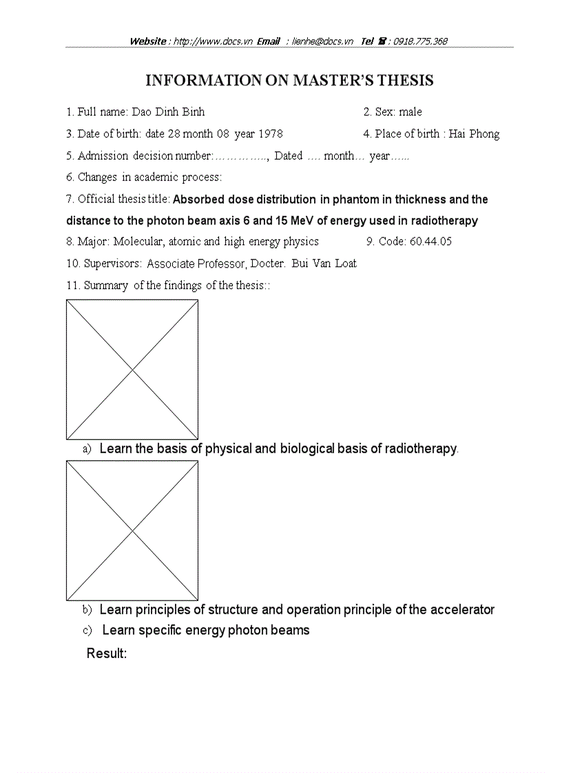 Information on master s thesis