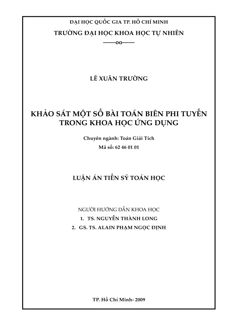 Khảo sát một số bài toán biên phi tuyến trong khoa học ứng dụng