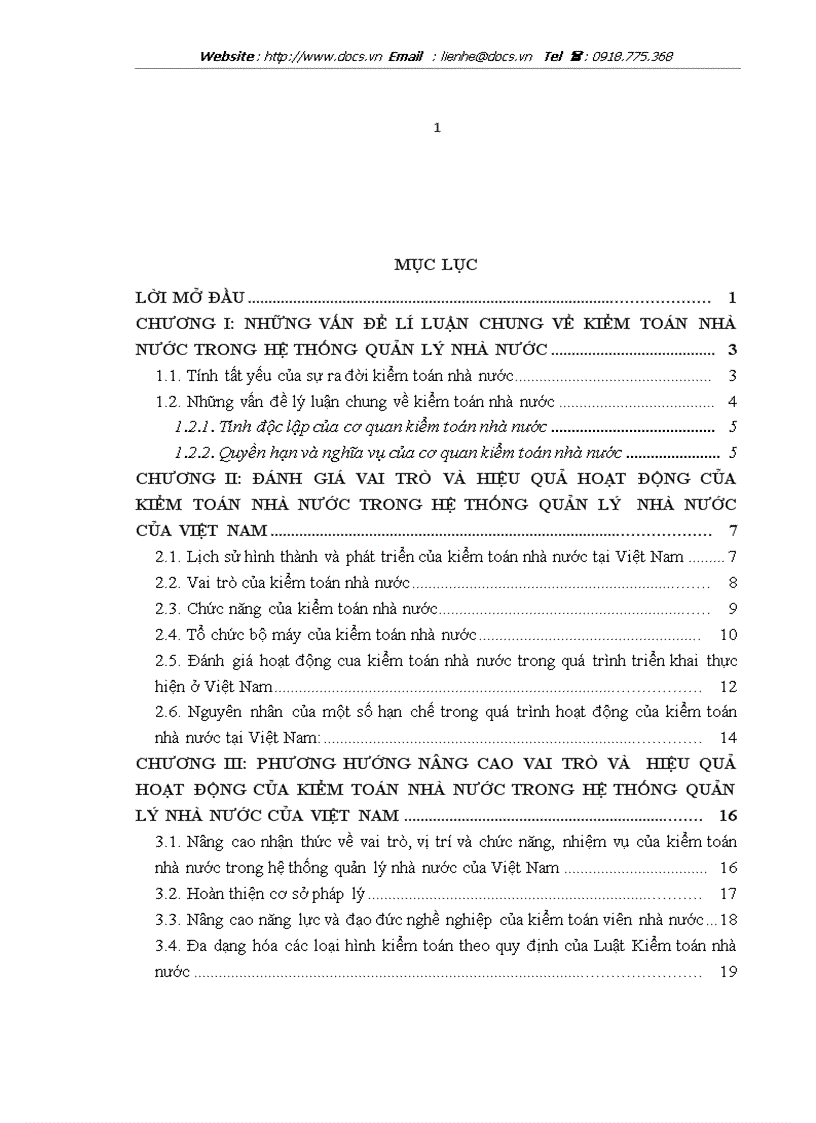 Nâng cao vai trò và hiệu quả hoạt động của kiểm toán nhà nước trong hệ thống quản lý nhà nước của Việt Nam