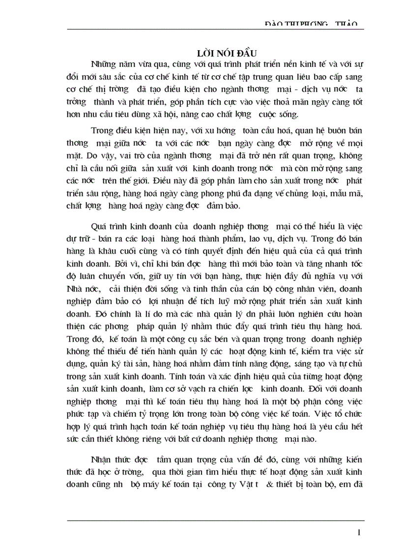 Phương hướng hoàn thiện kế toán nghiệp vụbán hàng tại công ty Vật tư thiết bị toàn bộ