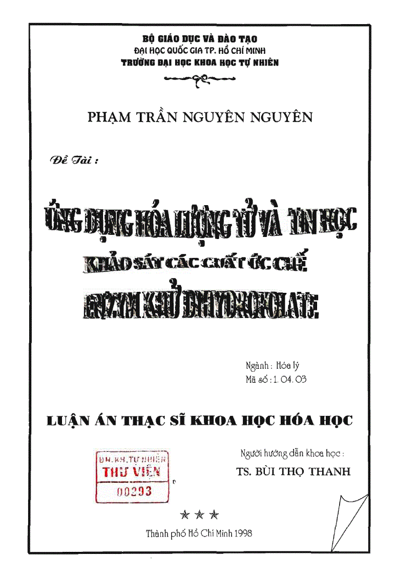 Ứng dụng hóa lượng tử và tin học khảo sát các chất khử ức chế enzym dihydropolate