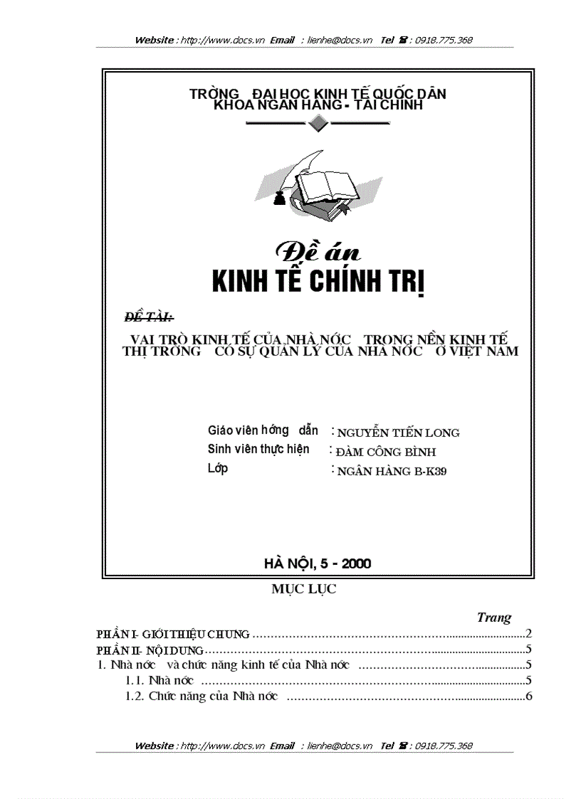 Vai trò kinh tế của nhà nước trong nền kinh tế thị trường có sự quản lý của nhà nước ở việt nam