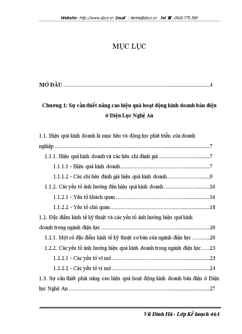 Các giải pháp nâng cao hiệu quả kinh doanh bán điện ở Điện lực Nghệ An
