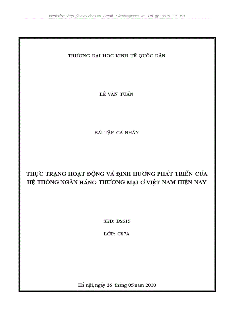 Thực trạng hoạt động và định hướng phát triển của hệ thống ngân hàng thương mại ở việt nam hiện nay