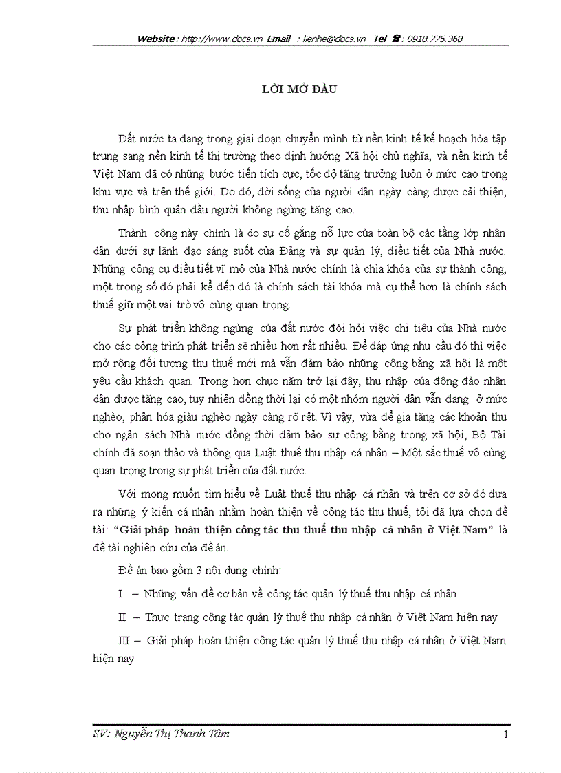 Giải pháp hoàn thiện công tác thu thuế thu nhập cá nhân ở Việt Nam