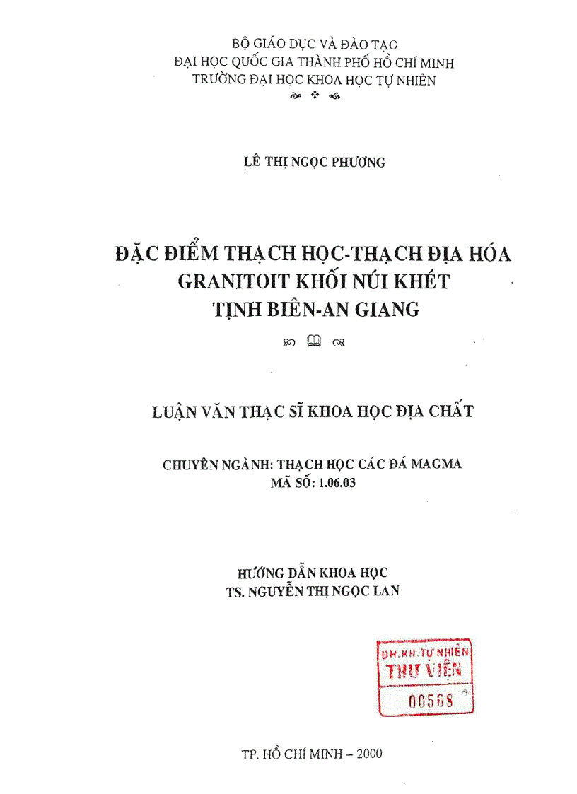 Đặc điểm thạch học thạch địa hóa granitoit khối nút khét tịnh biên an giang