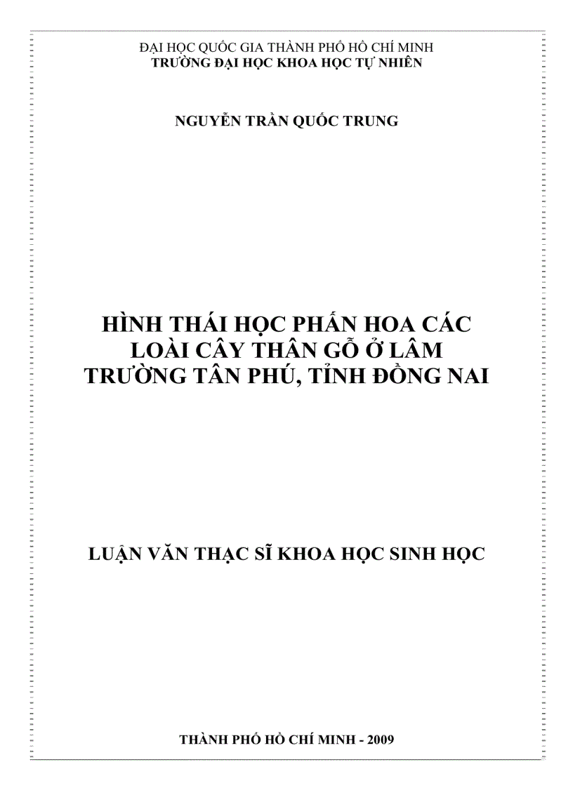 Hình thái học phấn hoa các loài cây thân gỗ ở lâm trường tân phú tỉnh đồng nai