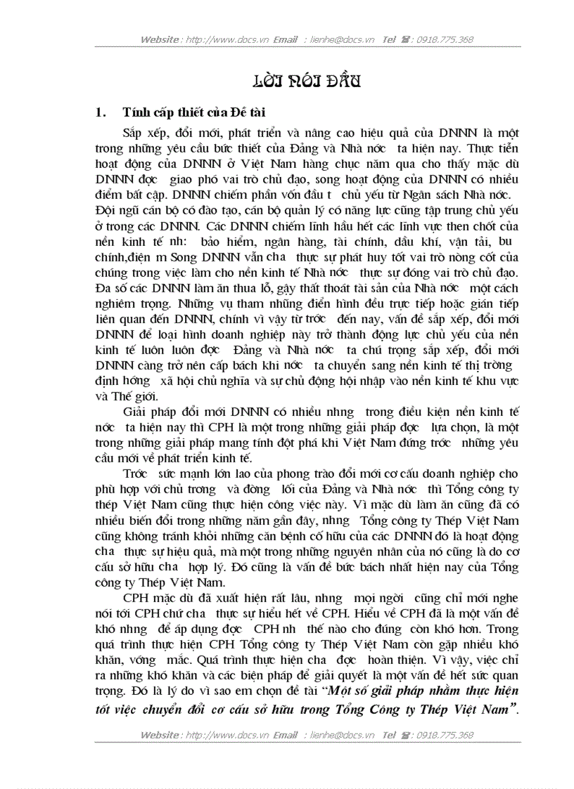 Một số giải pháp nhằm thực hiện tốt việc chuyển đổi cơ cấu sở hữu trong Tổng Công ty Thép Việt Nam