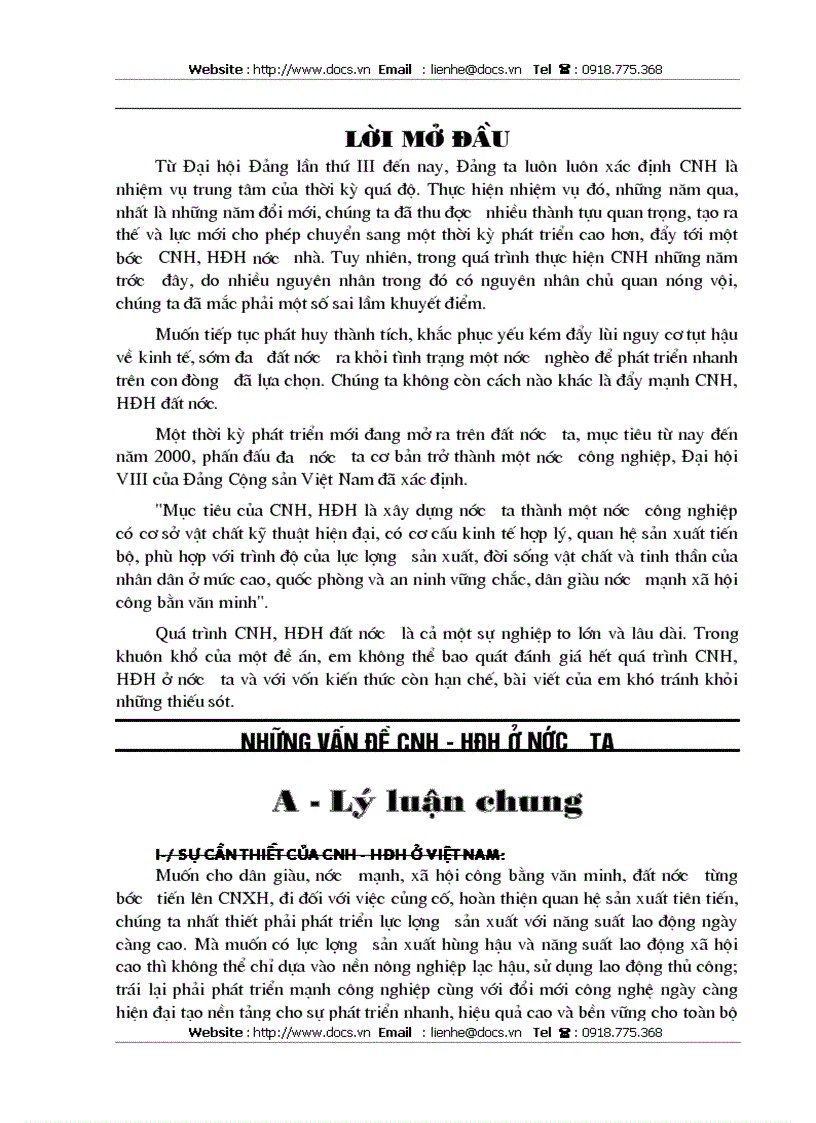 Những vấn đề CNH HĐH ở nước ta