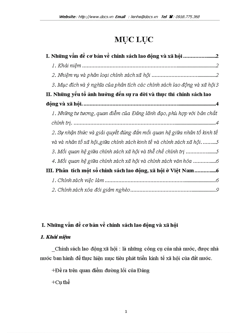 Chính sách lao động và xã hội