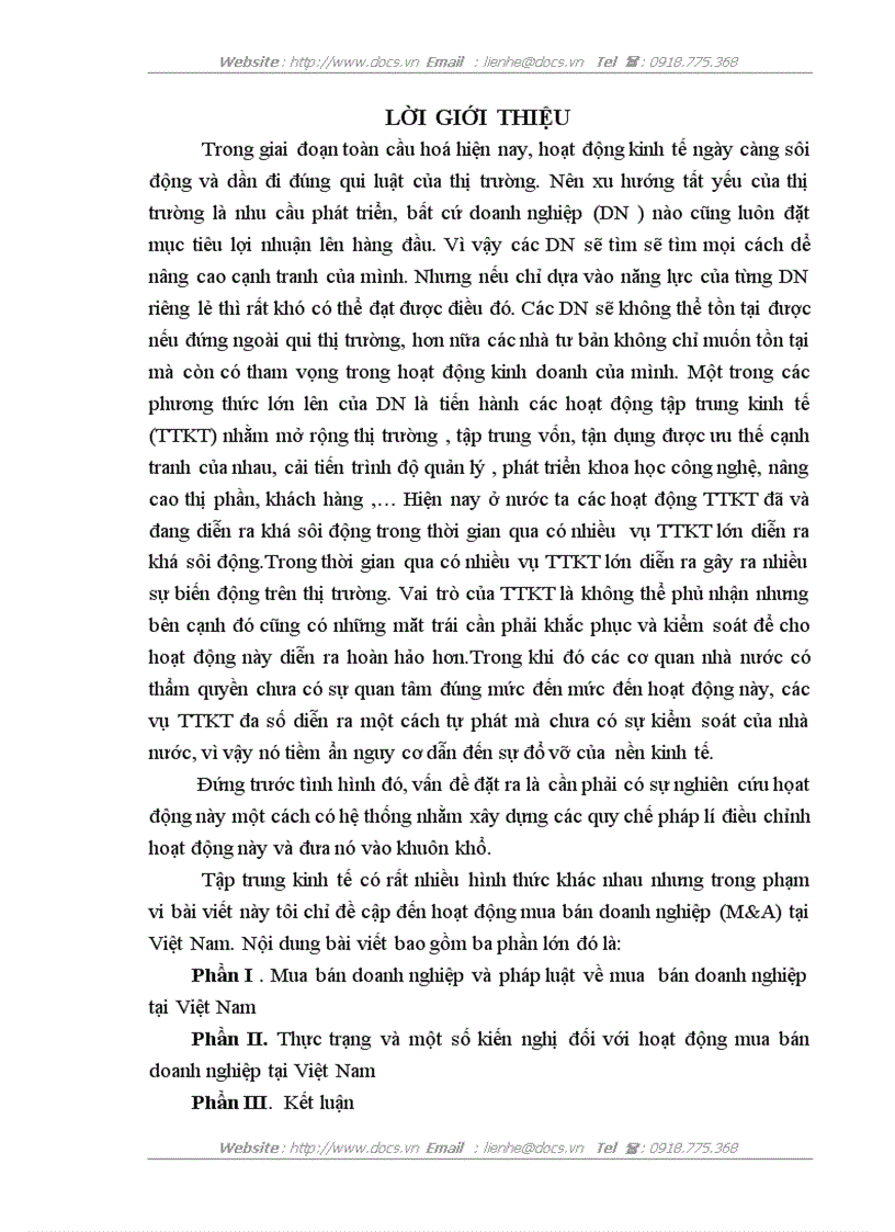 Pháp luật và thực tiễn hoạt động mua bán doanh nghiệp ở việt nam