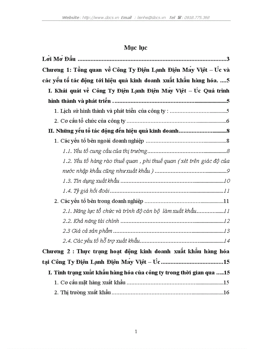 Một số giải pháp nhằm nâng cao hiệu quả xuất khẩu hàng hóa tại công ty điện máy điện lạnh Việt Úc