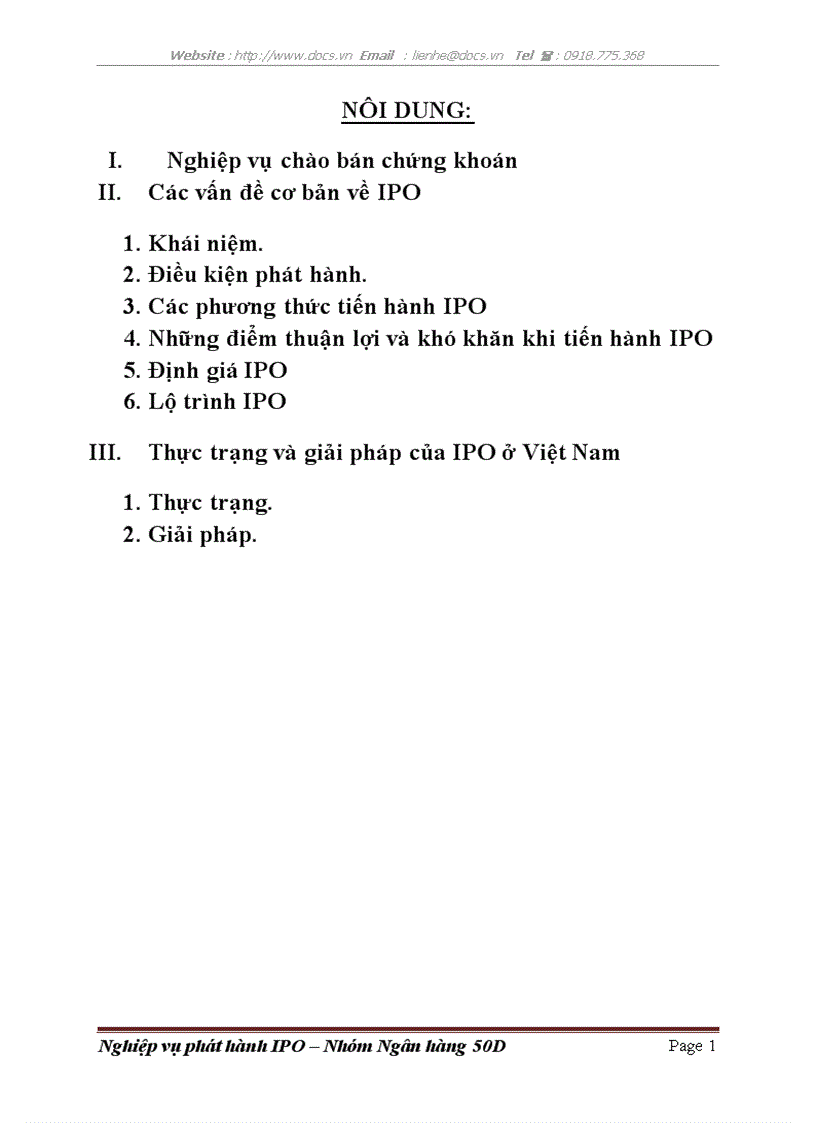 Nghiệp vụ phát hành IPO