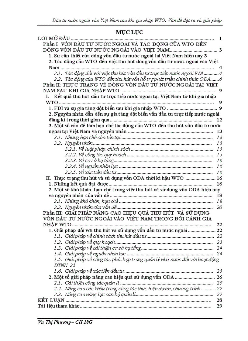 Thực trạng về dòng vốn đầu tư nước ngoài tại Việt Nam sau khi gia nhập WTO