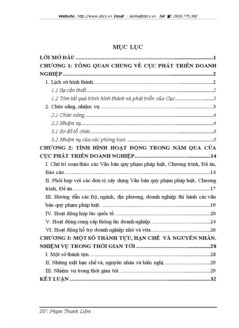 Tại Cục Phát triển Doanh nghiệp