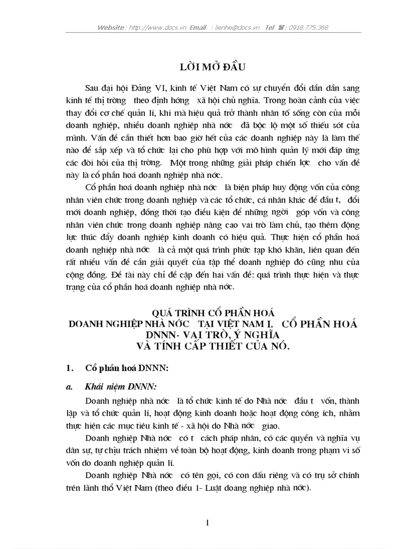 QUÁ TRÌNH CỔ PHẦN HOÁ doanh nghiệp Nhà nước tại Việt Nam