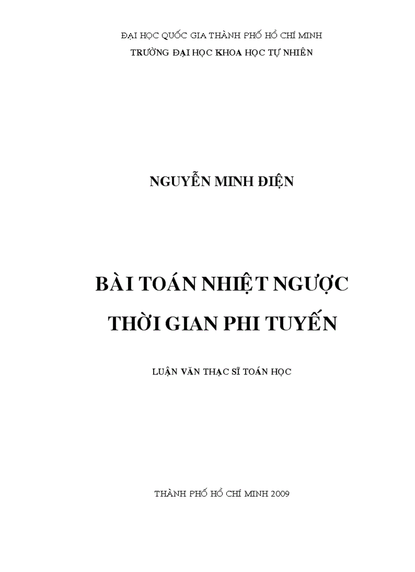 Bài toán nhiệt ngược thời gian phi tuyến