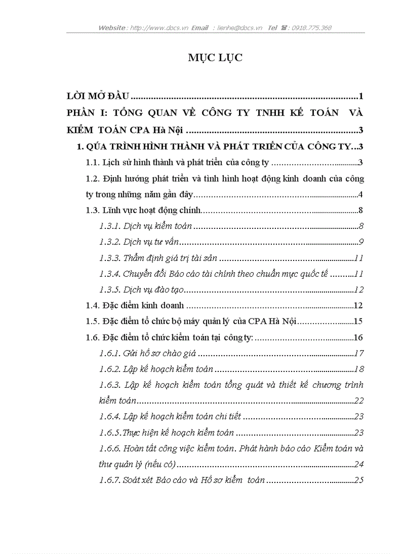 Hoàn thiện quy trình kiểm toán hàng tồn kho trong kiểm toán BCTC do công ty TNHH dịch vụ kế toán và kiểm toán CPA Hà Nội thực hiện