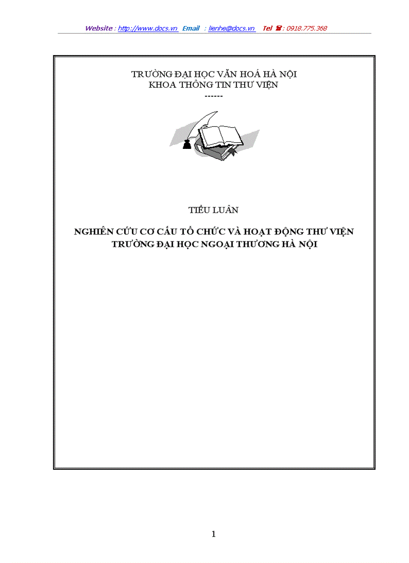 Nghiên cứu cơ cấu tổ chức và hoạt động thư viện trường đại học ngoại thương hà nội