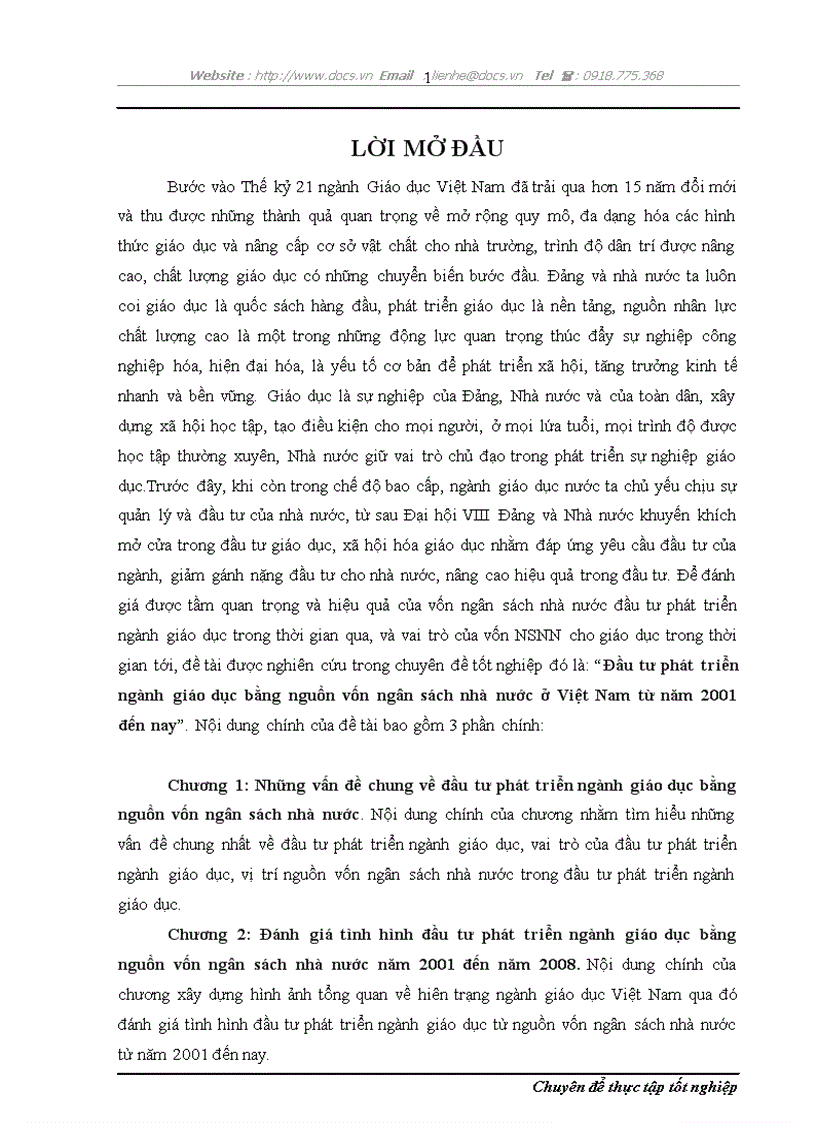 Đầu tư phát triển ngành giáo dục bằng nguồn vốn ngân sách nhà nước ở Việt Nam từ năm 2001 đến nay