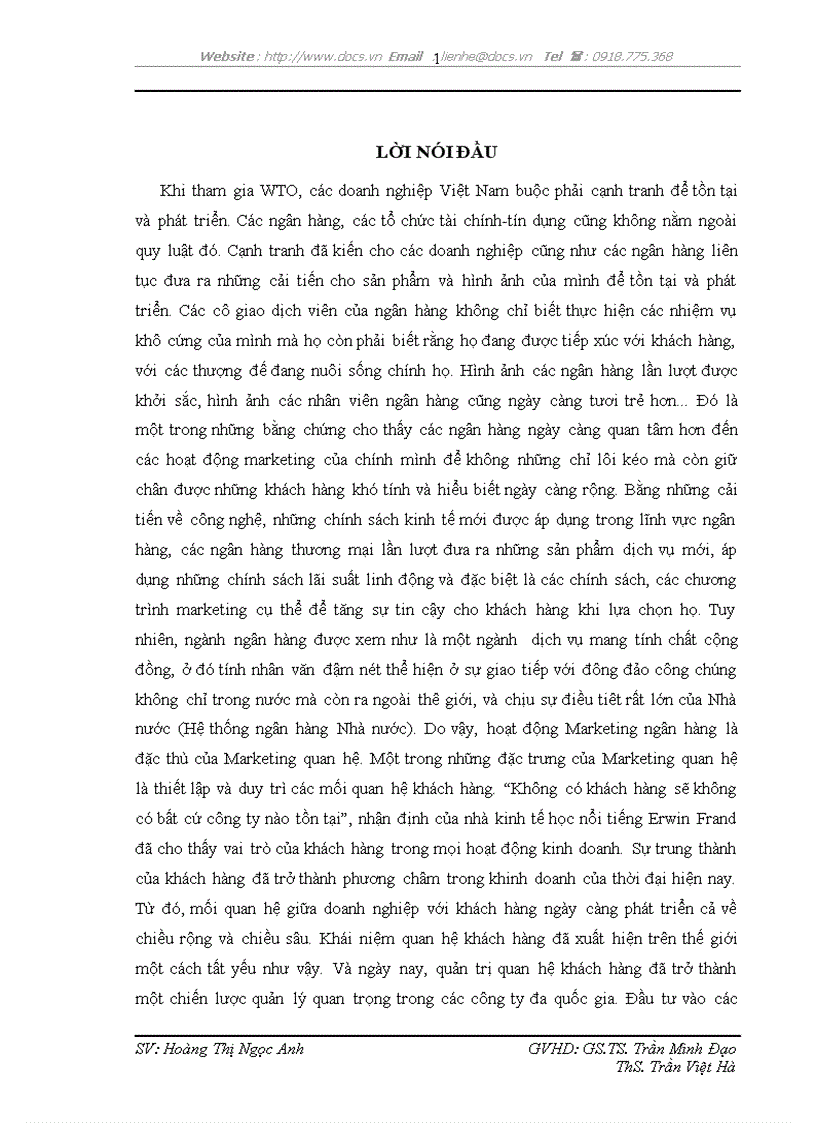 Phát triển hệ thống quản lý quan hệ khách hàng CRM tại ngân hàng TMCP Kỹ thương Việt Nam Techcombank