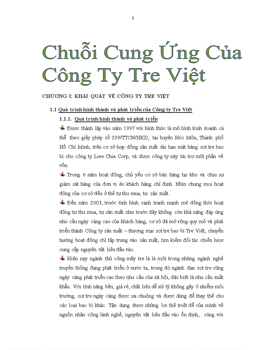 Chuỗi cung ứng của công ty tre Việt